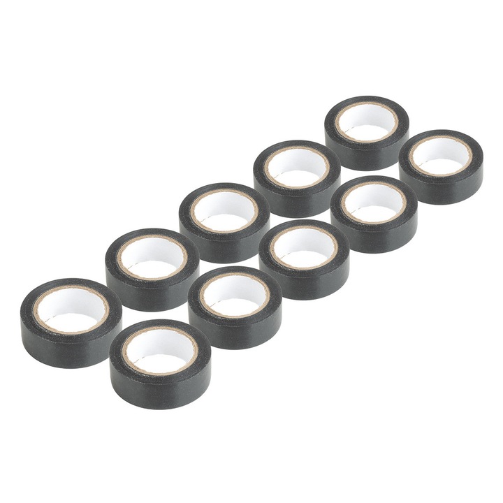 10 db PVC szigetelőszalag készlet, 19mm x 10m x 0.13mm, fekete