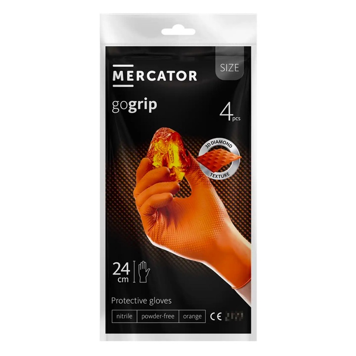 AMiO GoGrip védőkesztyű, 4 darab, narancssárga, XXL méret, antisztatikus, vegyszerálló