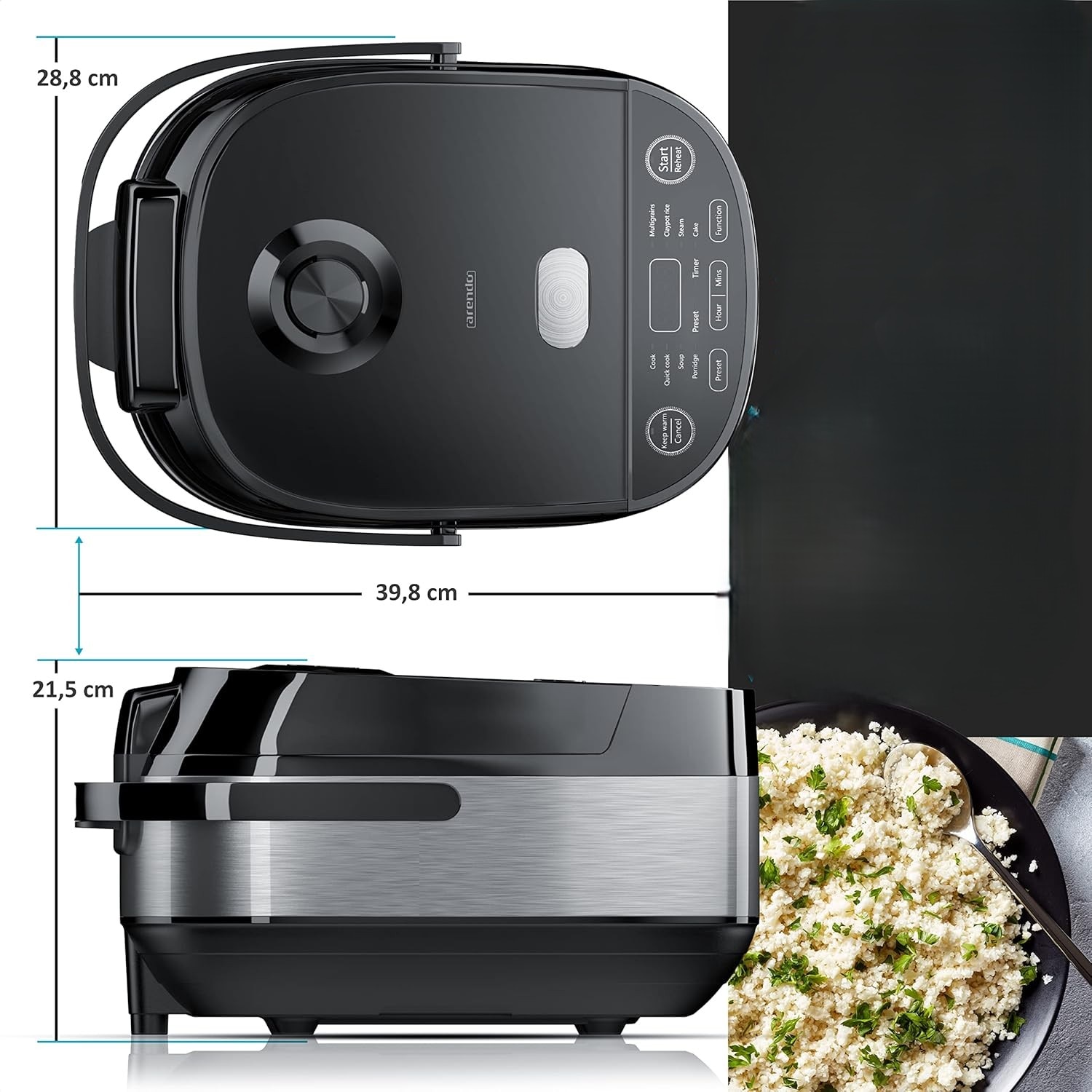 Rice Cooker Arendo 4L Digital, 8 programe, gatire 3D, abur, timer ...
