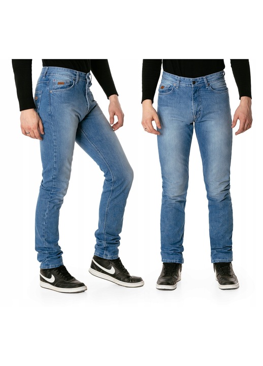 Blugi barbatesti HUNTER, Regular Fit, stil "used-look", albastru, bumbac cu elastan
