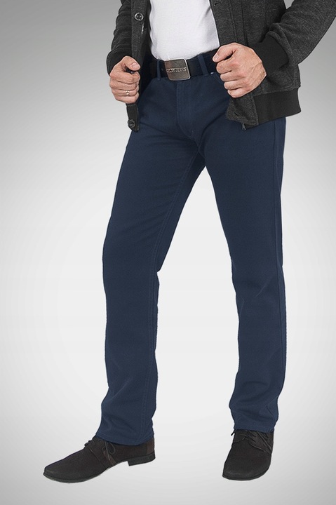 Pantaloni barbati, HUNTER, regular fit, bleumarin, bumbac, 5 buzunare