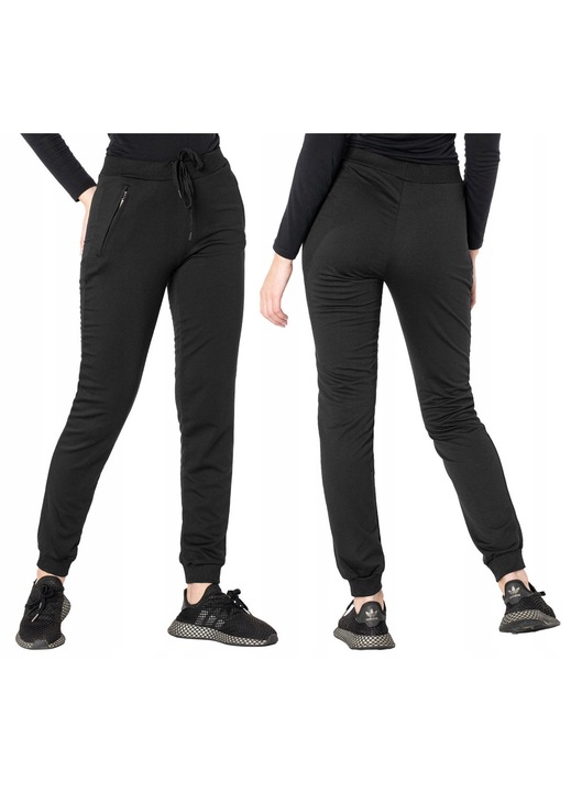 Pantaloni sportivi dama 525, confortabili, elastic, gri, bumbac-poliester, set, 2XL INTL