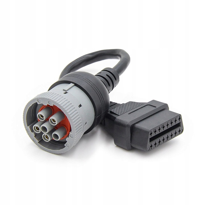 Adapter J1708 6-pin la OBD-II 16-pin, Konektor, pentru autovehicule comerciale si masini de constructii, diesel