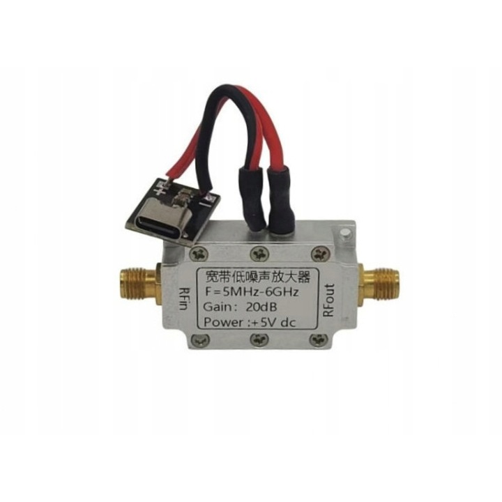 Amplificator de receptie LNA SBB5089Z +20dB gama larga 5MHz-6GHz, de ex. pentru SDR