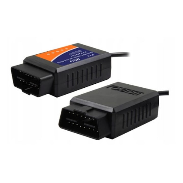Interfata ELM327 USB OBD2, diagnosticare erori, 1.5, negru