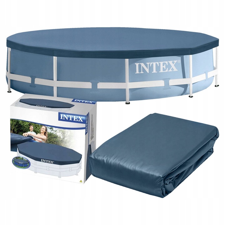 INTEX medencevédő takaró 366cm, strapabíró anyag, vízelvezető lyukakkal, rögzítőhevederekkel