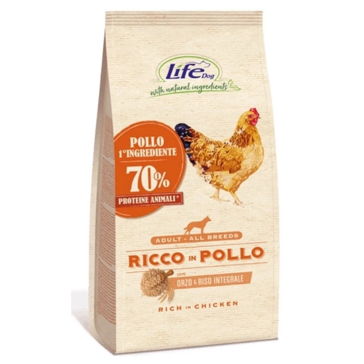 Hrana pentru caini Life Dog, 12kg, pui, 25% proteina, 14% grasime