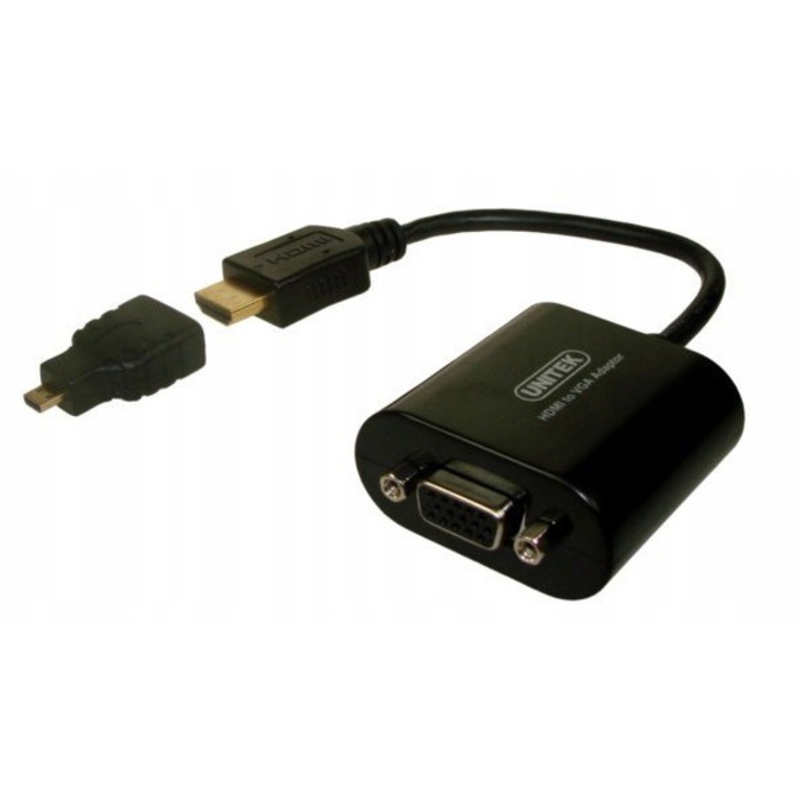 Convertor microHDMI la VGA, Bowi, negru, accesorii monitoare