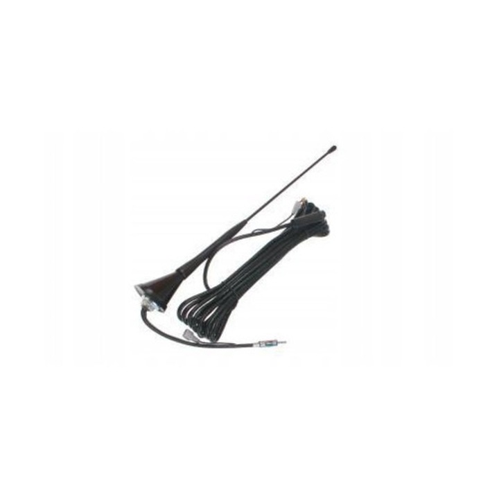 Kufieta AS17 autós antenna erősítővel, 37cm, fekete, 4,5m kábel