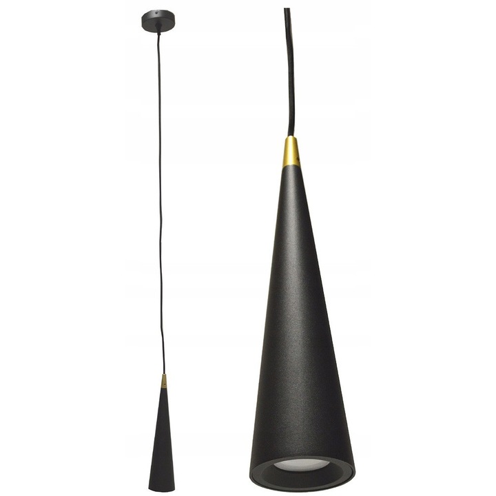 Висяща лампа Bowi, модел Split, 1xGU10, черна със златни елементи, размери 80x80мм, дължина на тръбата 34см