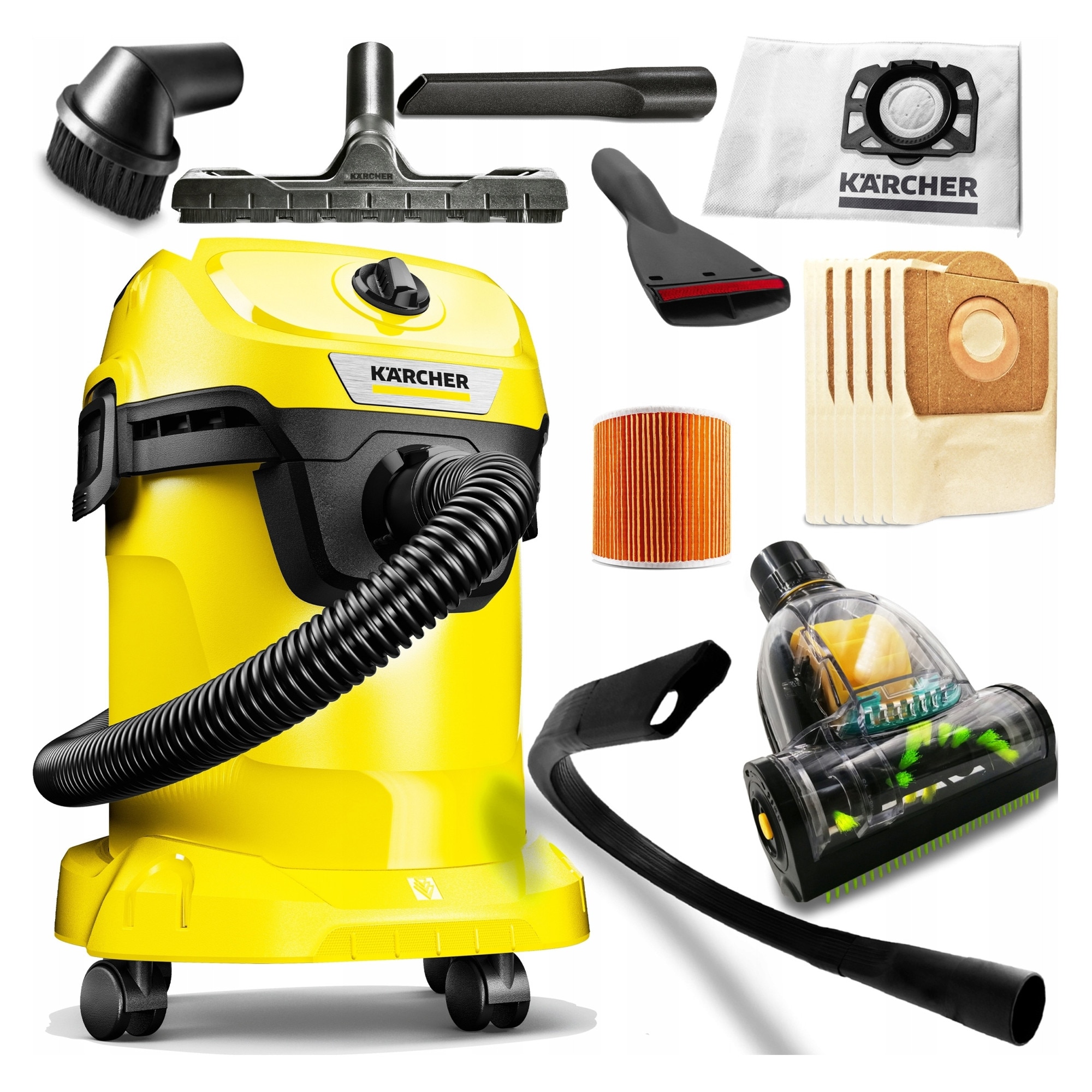 Aspirator Karcher WD 3, umed/uscat, 200 Air Watt, 17L, 4m cablu, 5 accesorii