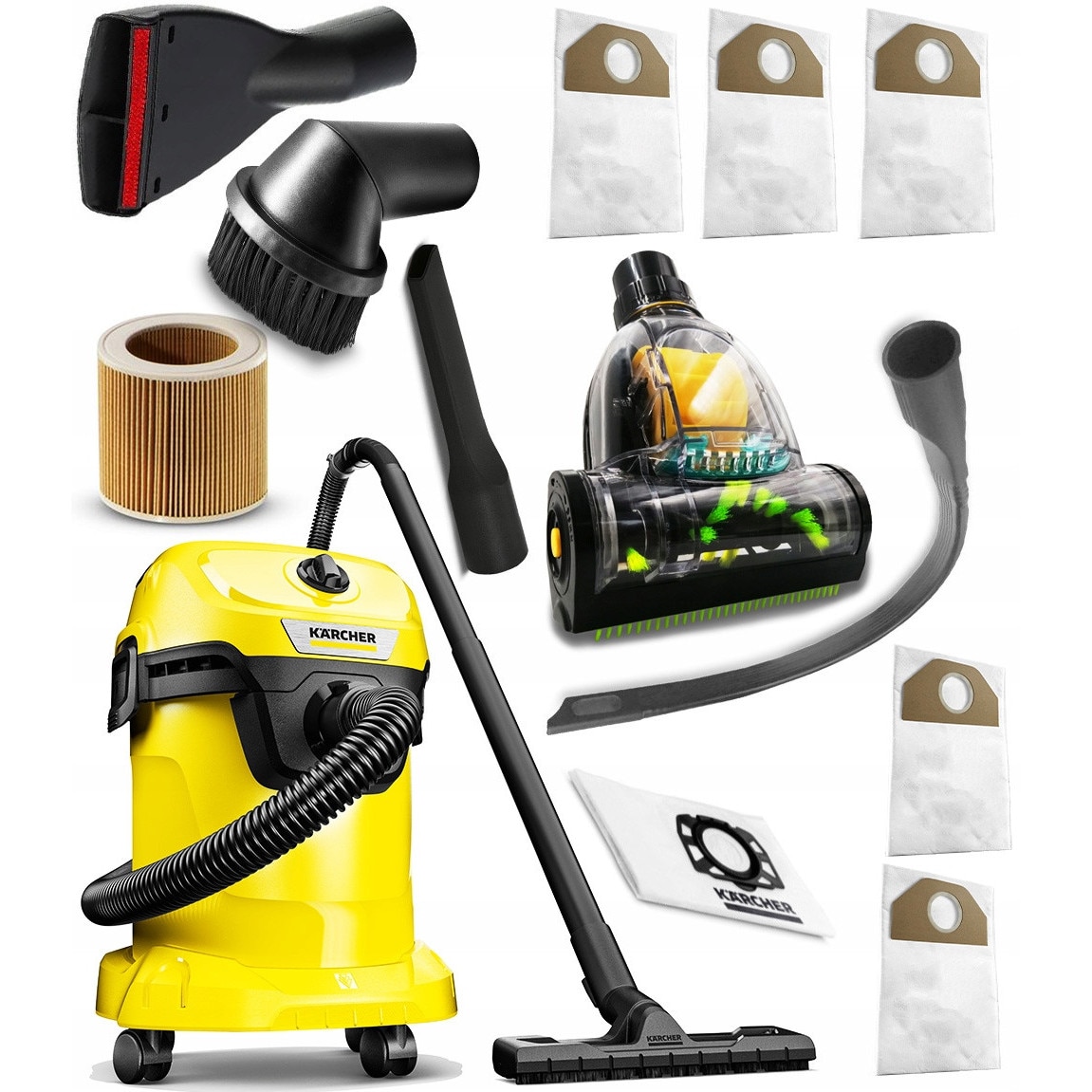 Aspirator Karcher WD 3, umed/uscat, 200 Air Watt, 17L, 4m cablu, 5 accesorii