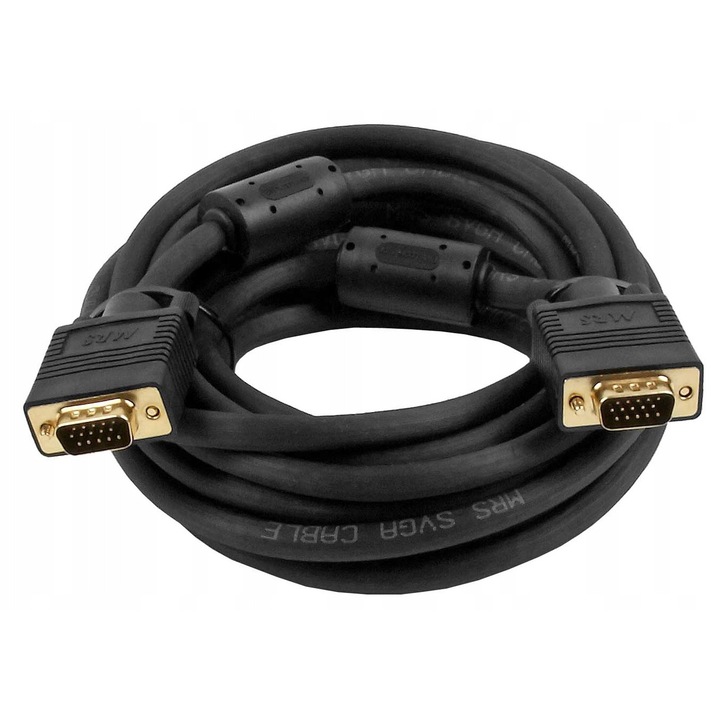 Cablu VGA MRS-140, 5m, 15 pini, placat cu aur, cu filtru ferit