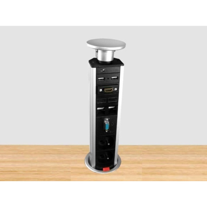 Priza incorporata Ledas, 3 guri de alimentare, HDMI, USB, VGA, RJ45*2, 230V, 2m