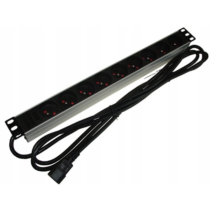 Разклонител Bowi 19" 1U, 9 контакта 3м, 3680W