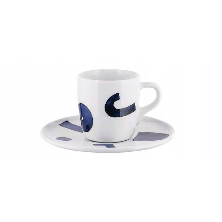 Cana de espresso Alessi Itsumo Yunoki, 85 ml, alb, cu modele pictate manual
