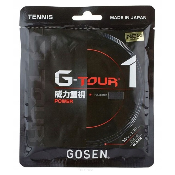 Gosen G-Tour 1 tenisz húr, monofilament, pörgetés és kontroll, fekete, 12.2m