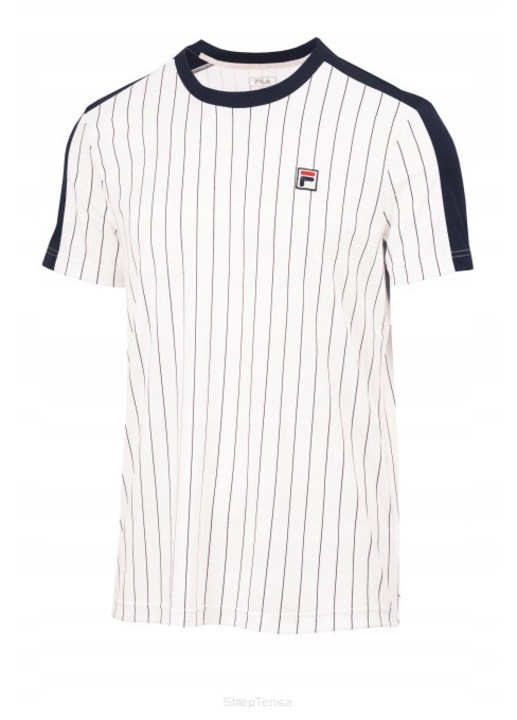 Tricou tenis Fila Stripes Jascha 2, alb, poliester, design retro, 2XL INTL