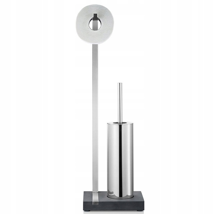 Suport pentru hartie igienica cu perie Blomus Menoto, inox, 64,5x15x20cm, set