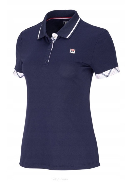 Tricou polo tenis Fila Zea, bleumarin, material respirabil, croiala ajustata, pentru femei, XS INTL