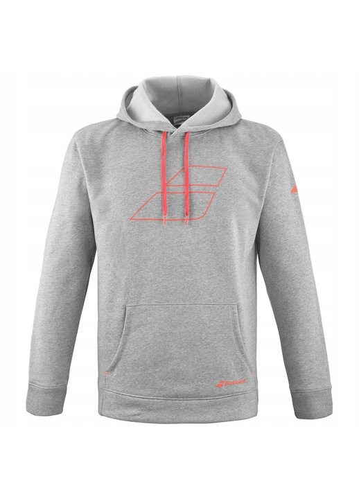 Hanorac sport Babolat Strike Hood Sweat, gri, bumbac 70%, poliester 30%, cu gluga si buzunare, L INTL