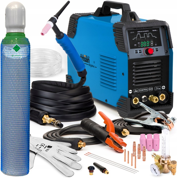 Заваръчен апарат TIG Sherman DIGITIG 200DC, 200A, 230V, 415x165x320mm, пълен комплект