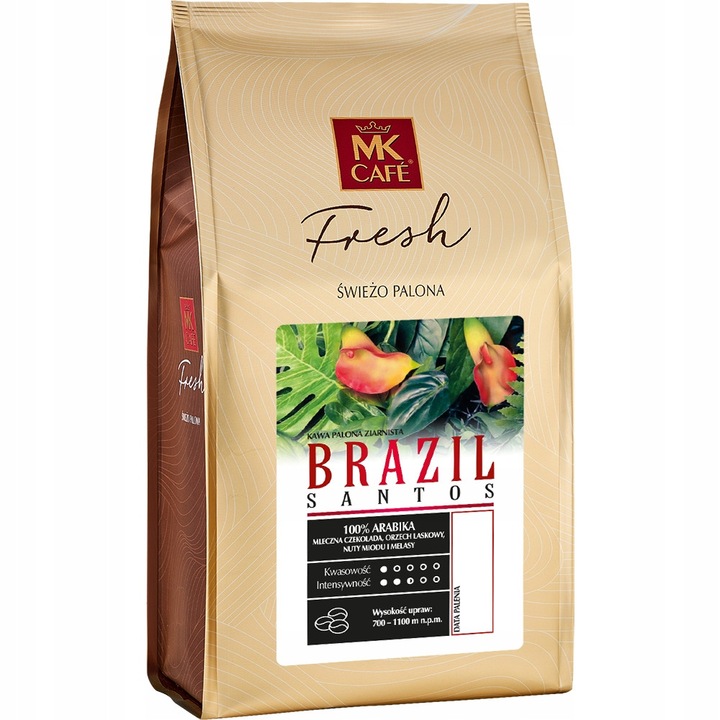 Cafea boabe MK Cafe Brazil Santos 1000g, 100% Arabica, aroma de ciocolata si alune