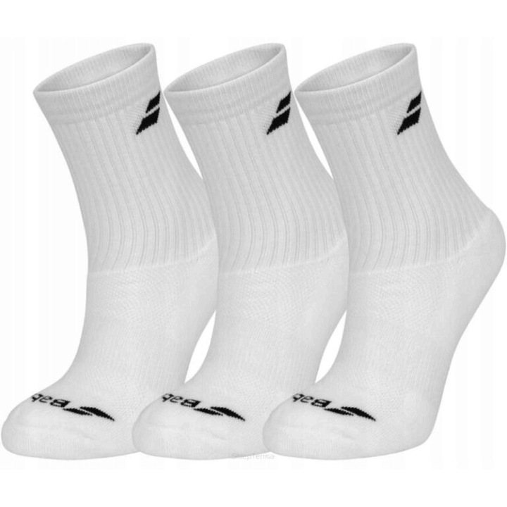 Детски спортни чорапи Babolat, комплект 3 чифта, бели, 31-34