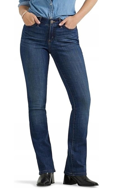 Pantaloni Jeans Dama LEE Flex Motion, Regular Fit, albastru, denim elastic, 36 EU