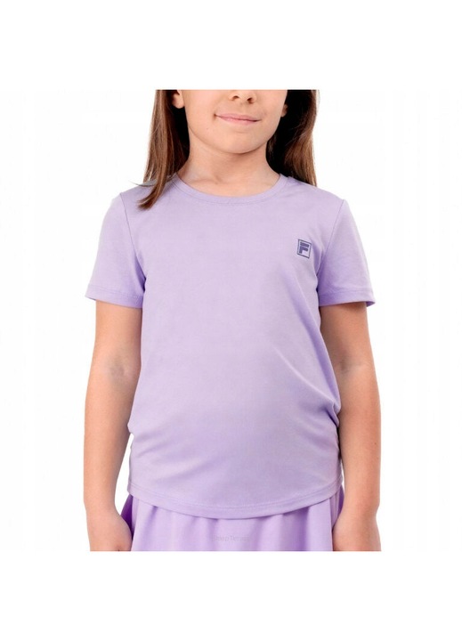 Детска спортна тениска Fila Leonie, лавандула, памук, 116-122 CM