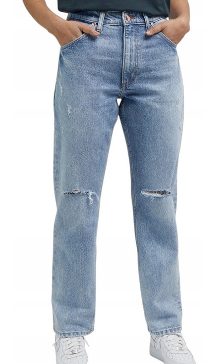 Blugi dama Lee, albastru, denim, croiala dreapta, design clasic cu cinci buzunare, W27-L31 US