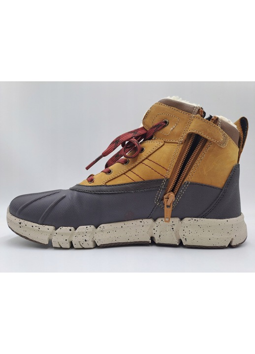Ghete dama Geox, stilate, rosii, cu fermoar lateral si sireturi, captusiti, 39 EU