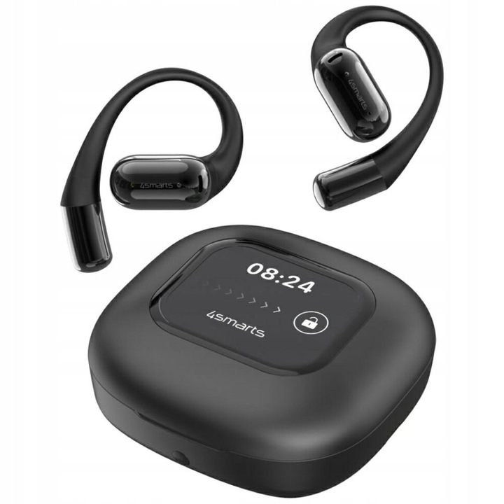4smarts SkyBuds AI vezeték nélküli fülhallgató, nyitott, fekete, 4h, 28h, intraaurális