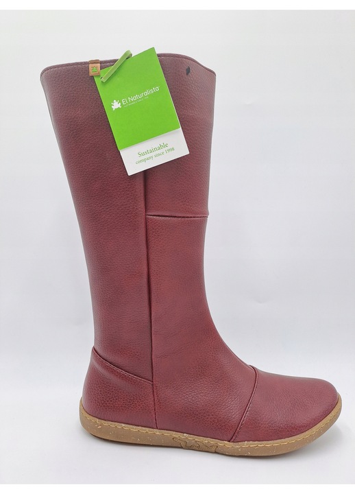 Ghete dama El Naturalista N5316T, rosii, piele vegana, talpa reciclata, brant detasabil, 36 EU
