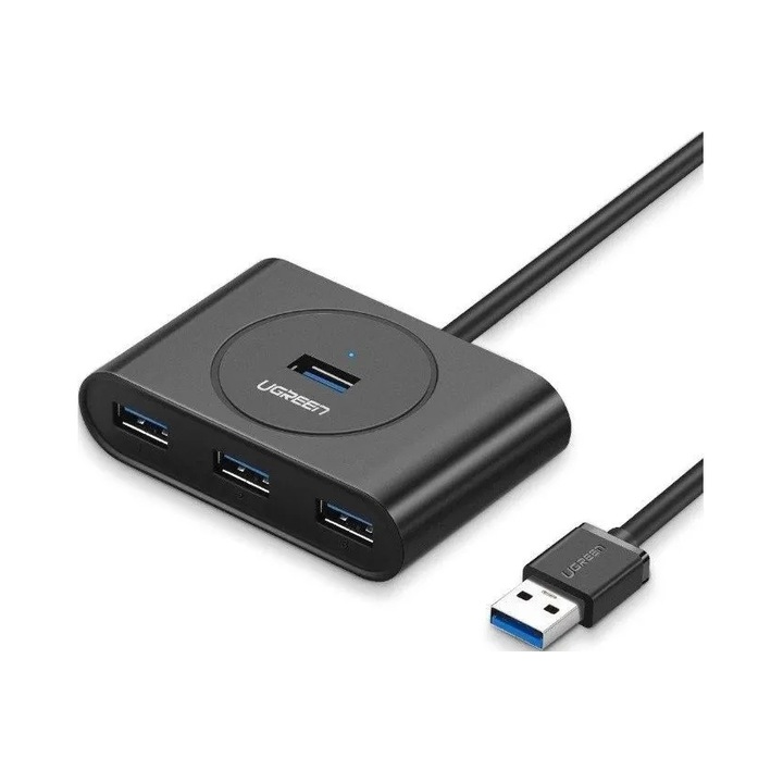 USB хъб Ugreen 4x USB 3.2 Gen 1, черен, кабел 0.5м