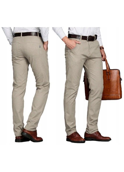 Pantaloni barbatesti, HUNTER, bumbac/elastan, lejeri, bej