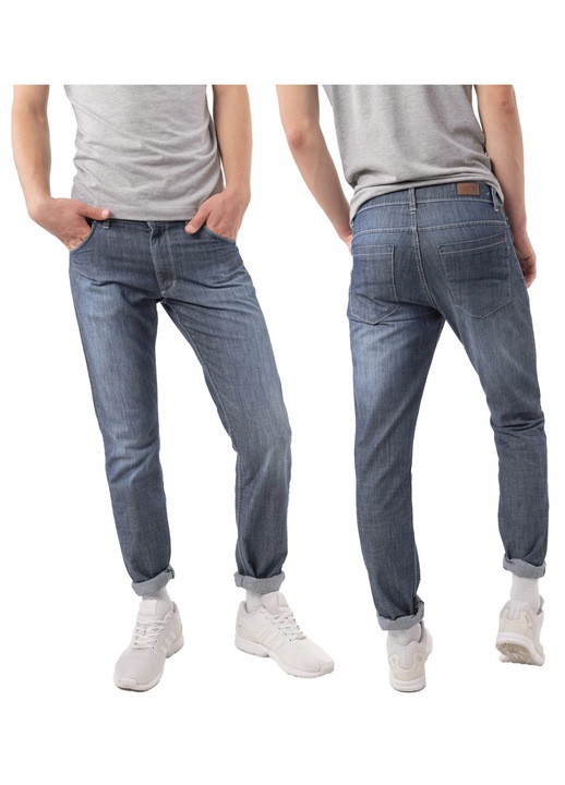 Blugi pentru barbati, HUNTER, gri-albastru, croiala dreapta, denim subtire