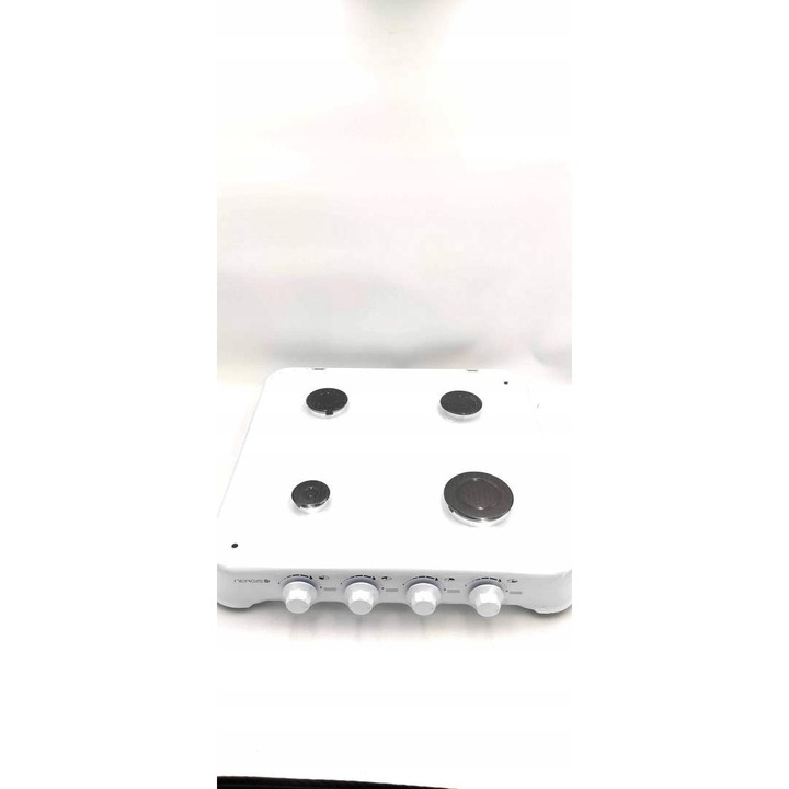 Nergis 4 égős gáztűzhely, fehér, fedéllel, otthoni és kempingezési használatra