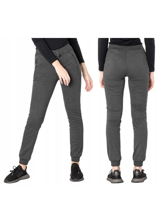 Pantaloni sport dama, 525, confortabili, conici, grafit, bumbac cu poliester, L INTL