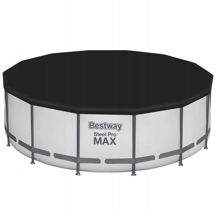 Prelata pentru piscina rotunda, Bestway, 396 cm, vinil, negru, usor de utilizat, rezistent la murdarie