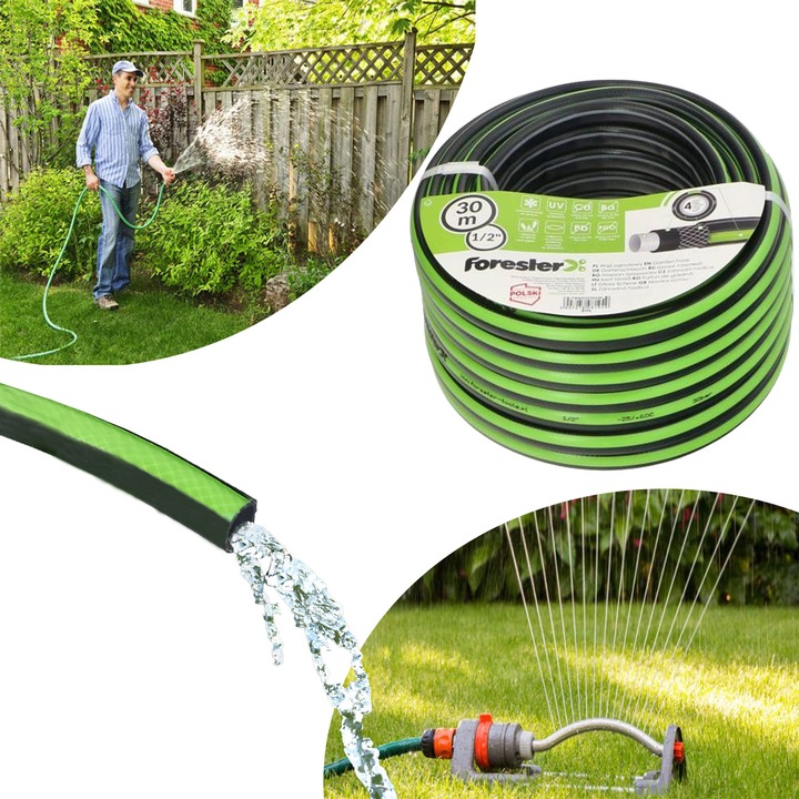 Градински маркуч Forester 4-слоен 1/2" x 30 м, UV устойчив, гъвкав