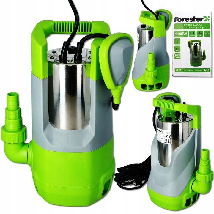 Помпа за мръсна вода Forester, 1100W, 15000л/ч, инокс, 9,5м