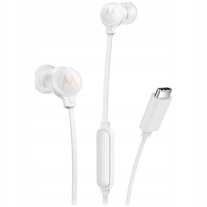 Casti cu fir intraauriculare Motorola Earbuds 3C, alb, 1.2m
