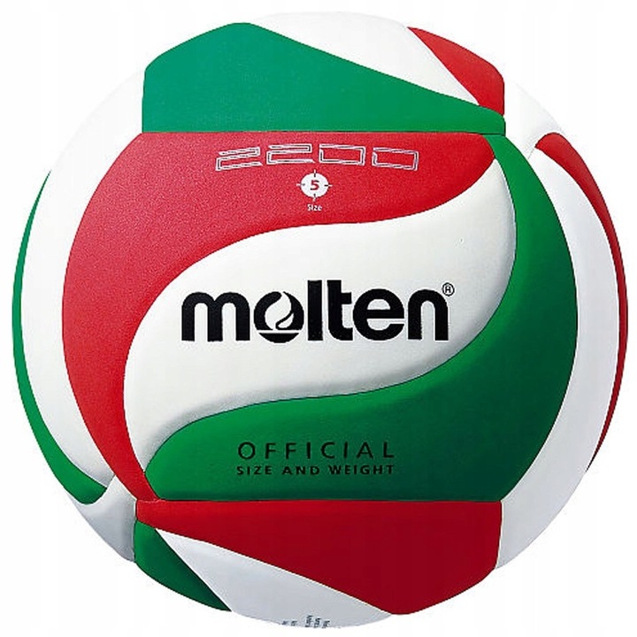 Minge de volei Molten V5M2200, 5, alb, rosu, verde