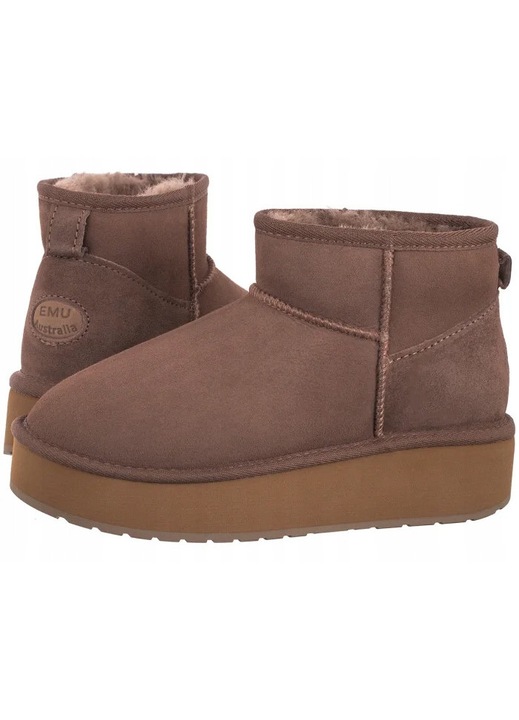 Cizme dama EMU Australia Stinger Micro Flatform 2.0, iarna, maro, material impermeabil