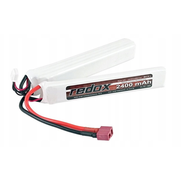 Acumulator LiPo Redox 2400mAh 11,1V 30C, set 2+1, rozdzielony, 174g