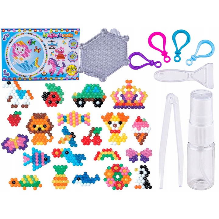 Set de margele de apa, ChRLD, 12 culori, accesorii pentru creatie, 1000 bucati, 9,5x9,5cm