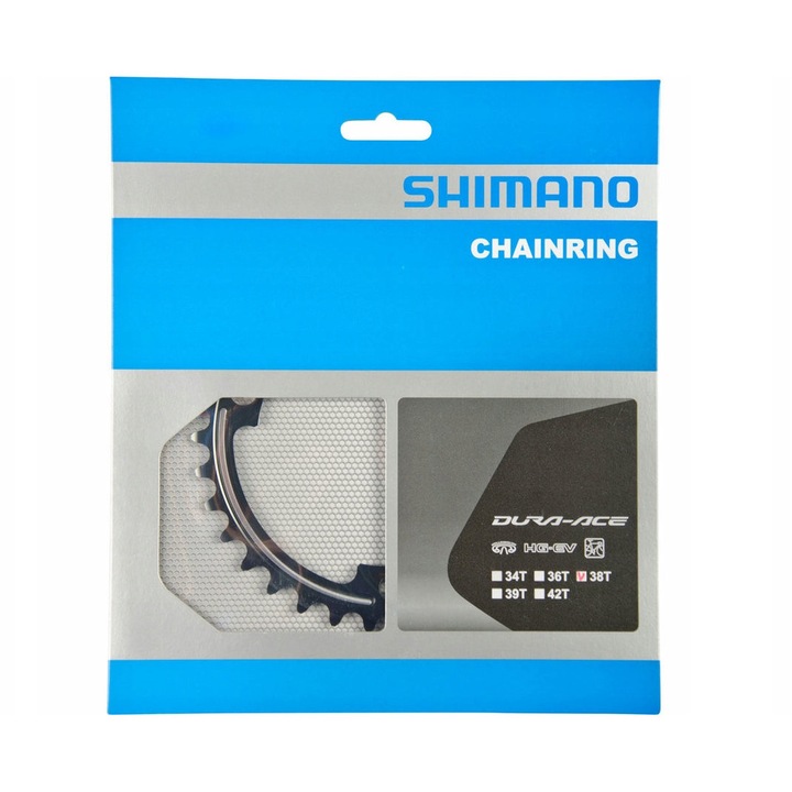 Zebatka Shimano 38T MC Dura Ace FC-9000, 11 viteze, aluminiu, negru, 110mm