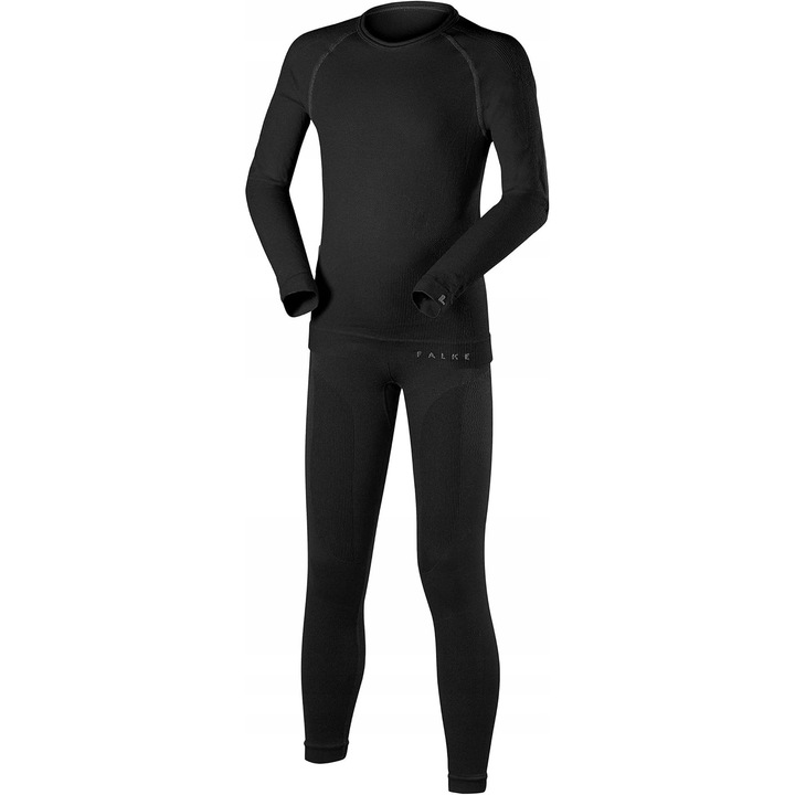 Set bielizna termica copii, Falke, Maximum Warm, negru, 122-128