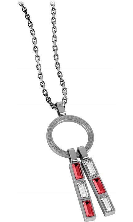 Colier Jacques Lemans, 64 cm, cristale, argintiu